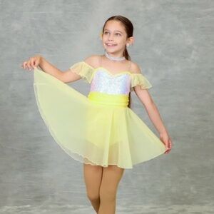 Wish Glittering Yellow and White Kids Dance Costume